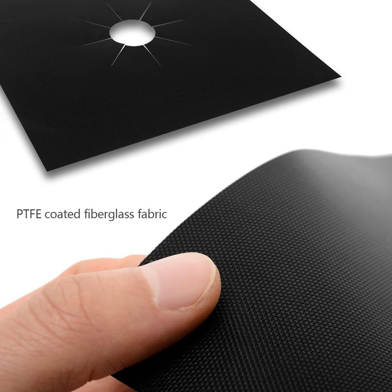 YRYM HT Stove Burner Covers - Gas Stove Protectors Black 0.2mm Double Thickness, Reusable, Non-Stick, Fast Clean Liners for Kitchen/Cooking. Stove top Covers Gas Burners Size 10.6" x 10.6" BPA Free(8 Packs) - Image 3